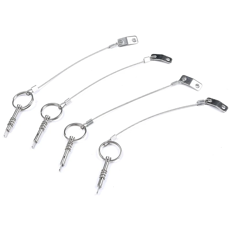 

A45M-4 Pack Release Pin 1/4 Inch Diameter With Lanyard Prevents Loss, 316 Stainless Steel Bimini Top Pin, Marine Hardware