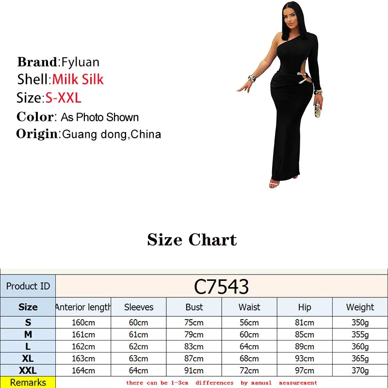 ชุดเดรสผู้หญิงเซ็กซี่ ไหล่เฉียง แขนเดียว ยาว แฟชั่น สีพื้น ทรงเข้ารูป โชว์เอว ชุดราตรี ชุดค็อกเทล