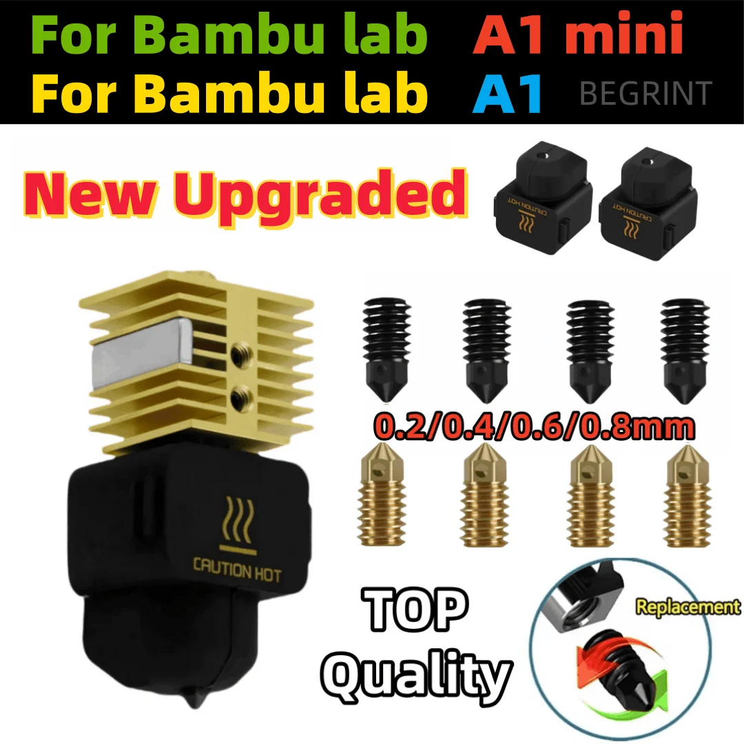 Nowy zestaw Hotend do Bambu Lab A1 mini Zestaw Hotend 0.2 0.4 0.6 0.8MM Wymienna dysza do drukarki 3D Bamboo Lab A1/A1 mini