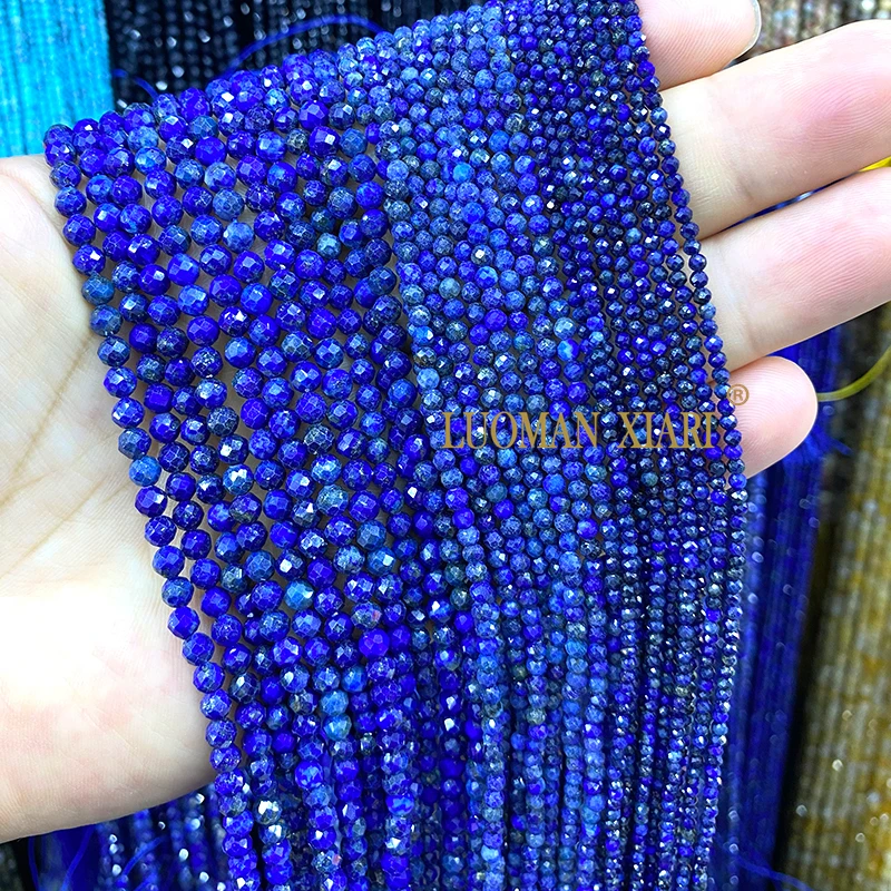 Großhandel 100% Natürliche Edelstein Lapis Lazuli Facettierte Runde Perlen Für Schmuck Machen DIY Armband Halskette 2MM 3MM 4MM – Detail 6