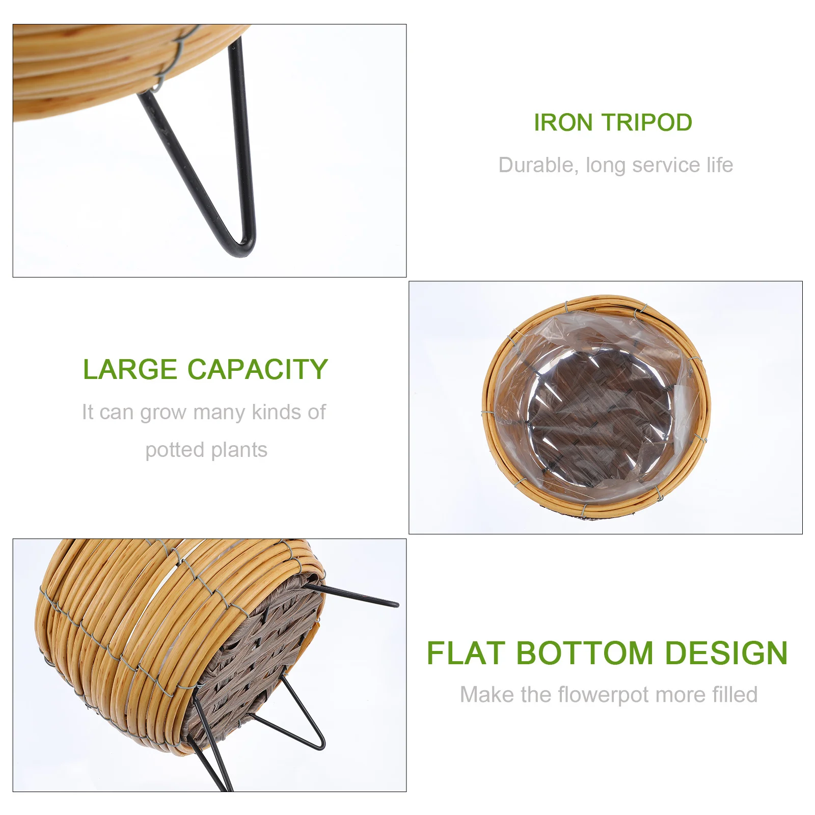 

1Pcs Balcony Flower Pot Heightened Bottom Multipurpose Flower Rack for Succulent Cacti Desktop Plant Holder Rattan Flowerpot