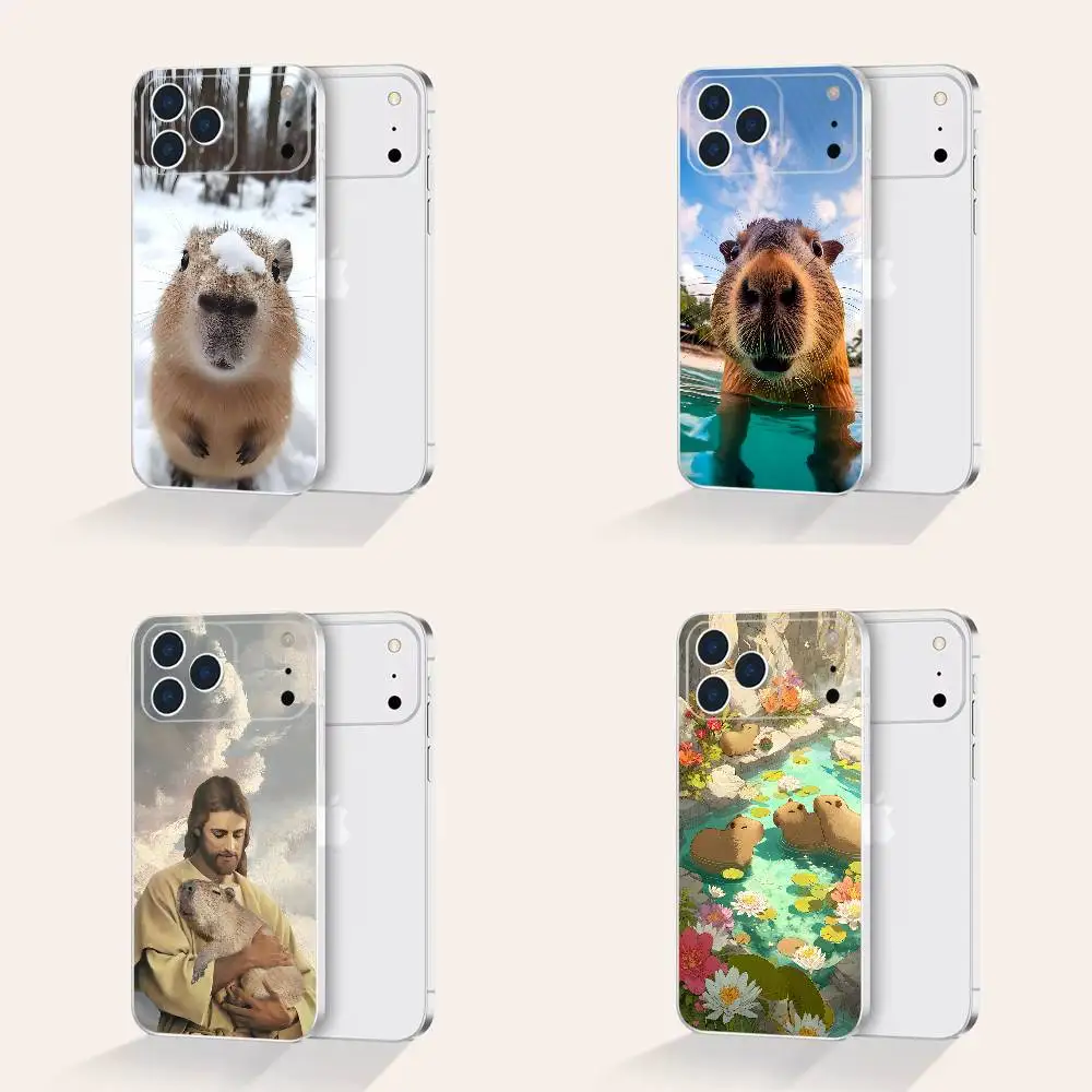 

Cute C-Capybara For iPhone 17,16,15,14,13,12,11 Pro,Max,Plus,X,XS,XR,SE4,E Mini Transparent Soft Protective Shell