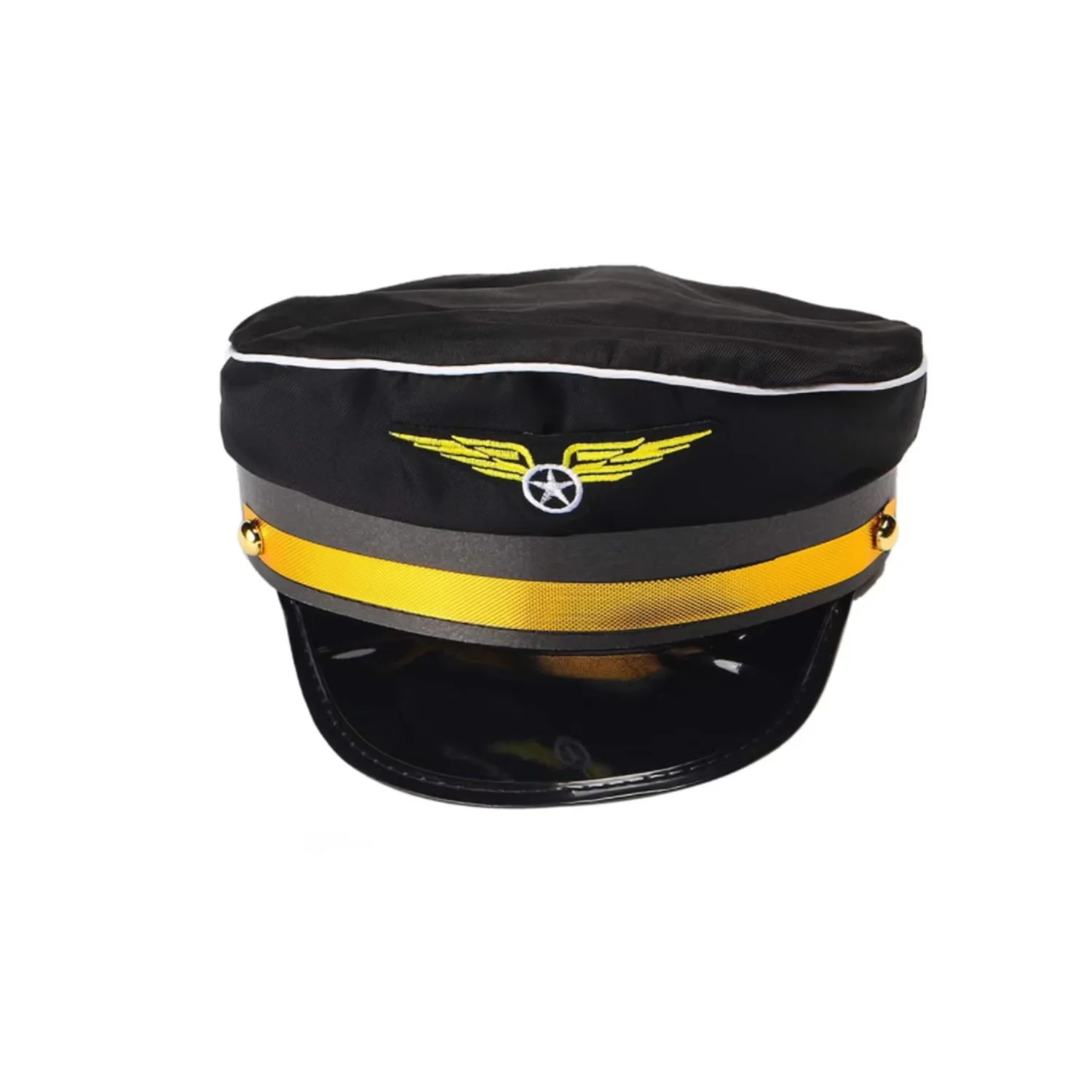 PESENAR 4-częściowy czarny strój pilota lotniczego, idealny na imprezę o tematyce lotniczej