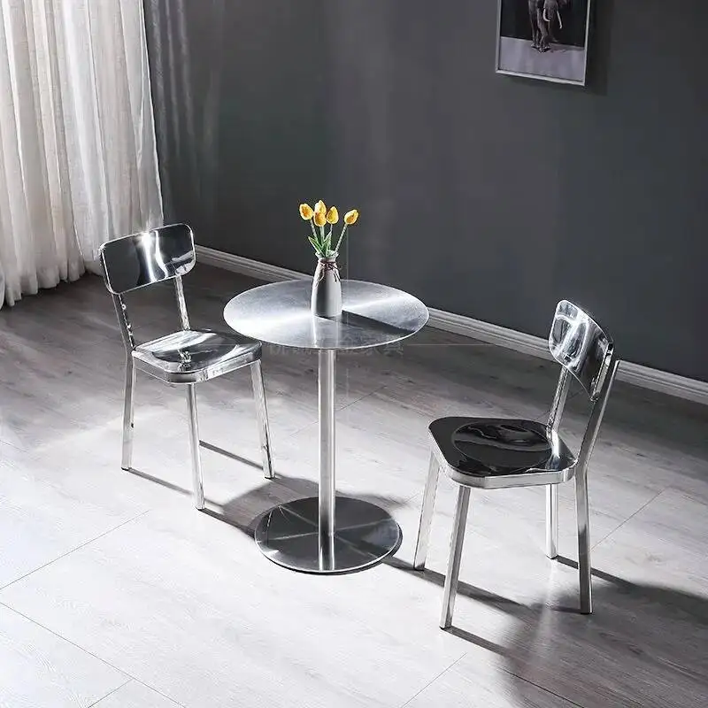 Outdoor Metal Stainless Steel Restaurant Backrest Dining Chair Wrought Iron Chair Cafe Chair Home Island Dining Table Chairs