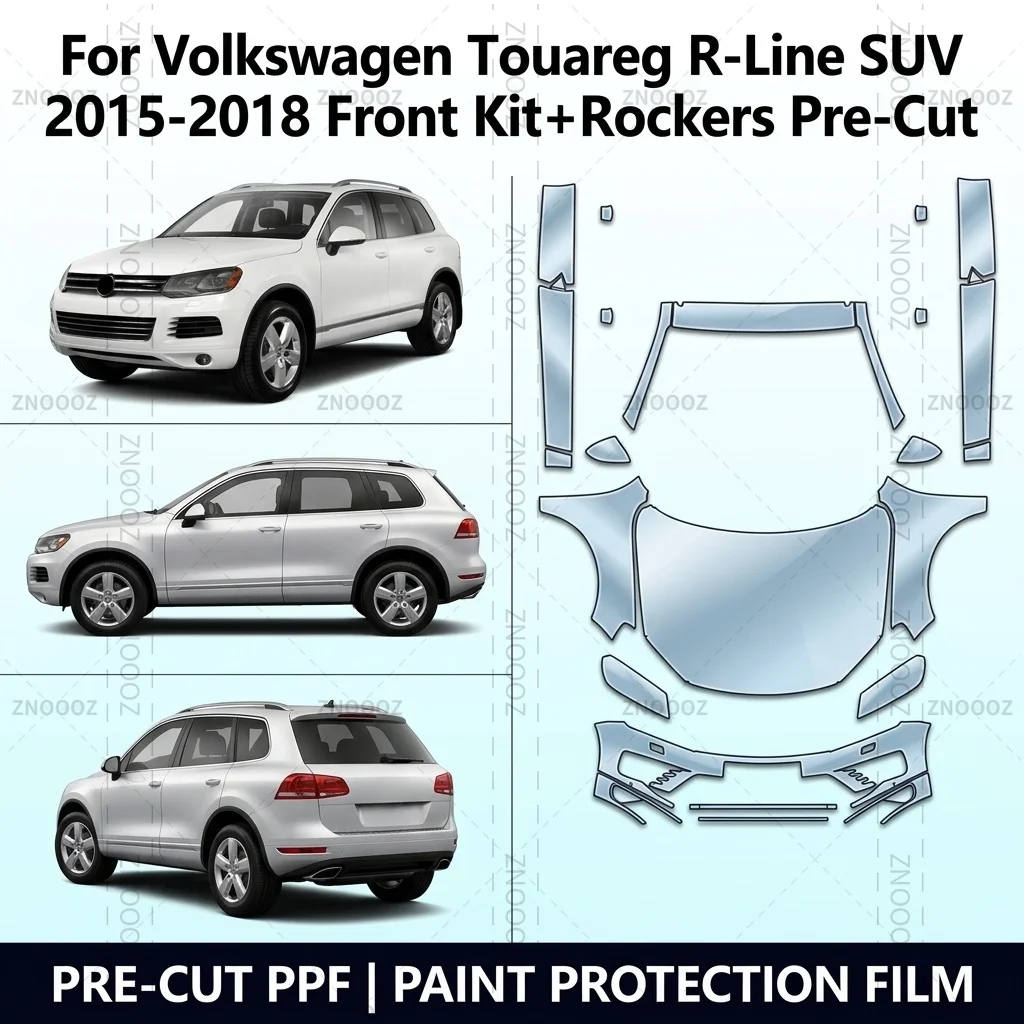 For Volkswagen Touareg R-Line SUV 2015-2018 Front Kit+Rockers Pre-Cut PPF Paint Protection TPU Self Healing High Gloss