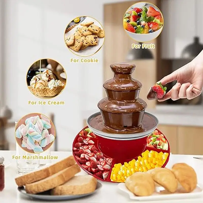 

3-layer cheese fountain chocolate fountain stainless steel chocolate butter fondue fountain chocolate melting tower waterfall