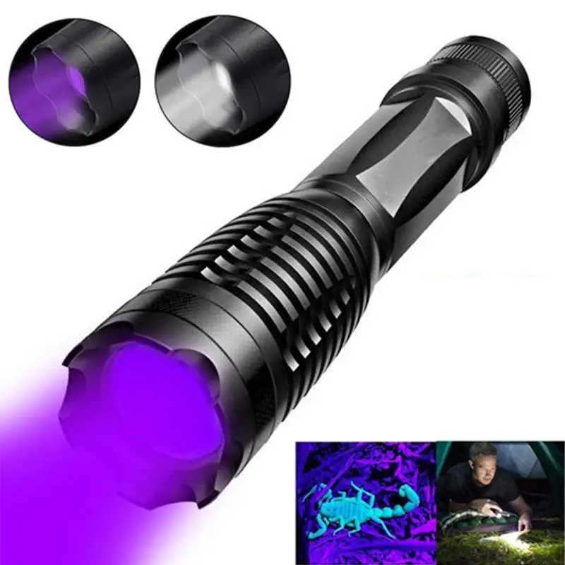 

F2 White/UV 2 in 1 Zoom UV Flashlight Rechargeable High Power led Flashlight Dog Pet Urine Stains Detection Torch LED Blacklight