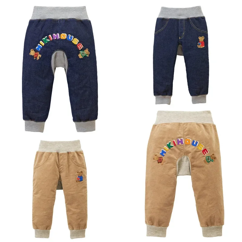 Boys Pants   Miki Autumn Winter New Girl Cartoon Bear Sweatpants Color Letter Logo Embroidery Trousers