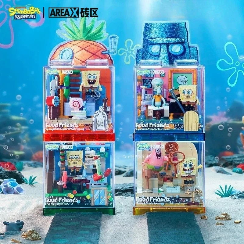 Areax Bob l'éponge blocs de construction boîte chambre modèle jouet Patrick Star maison bureau décoration vacances Surprise cadeaux pour les enfants