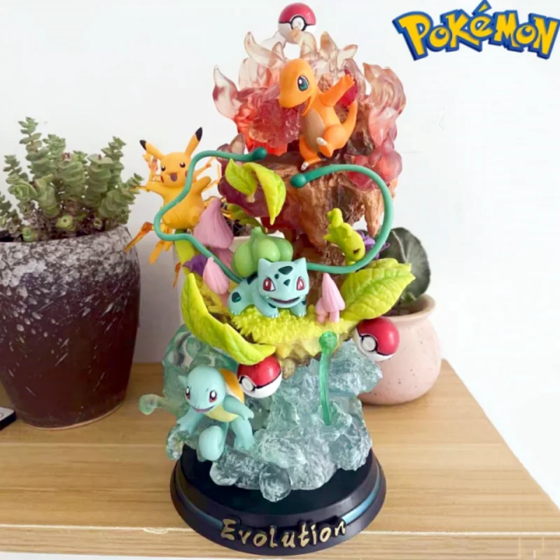 

25cm Pokemon Pikachu Charmander Bulbasaur Squirtle Evolution Pvc Action Status Model Figure Toy Collection Ornamen G