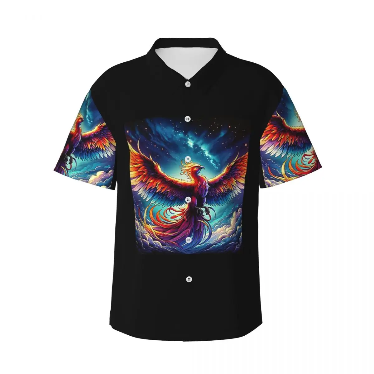 

Colorful Majestic Phoenix Men's Shirts Hawaiian Short Sleeve Shirt Casual Button Tops for Summer Beach