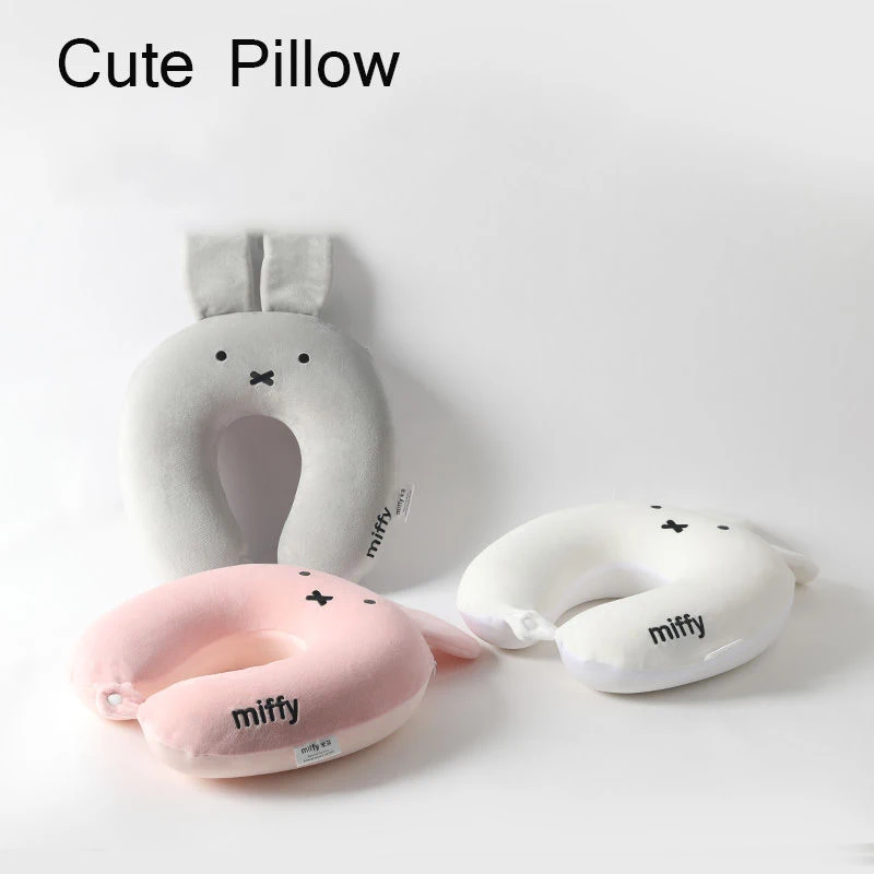 

Kawaii Miffy Anime Memory Cotton Neck Pillow Cartoon Cute U-Shaped Pillow Rabbit Neck Pillow Office Napping Travel Toys for Kids