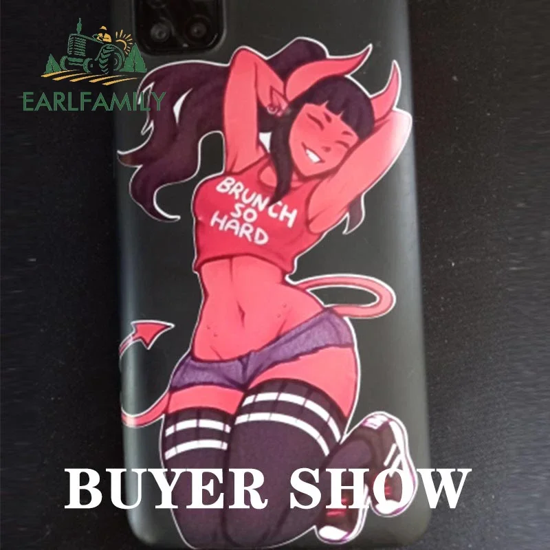 EARLFAMILY 13 سنتيمتر لفتاة الشيطان Ahegao الوجه ملصقات السيارات جذع محمول مائي دراجة نارية JTR RV انسداد خدش سيارة التصميم