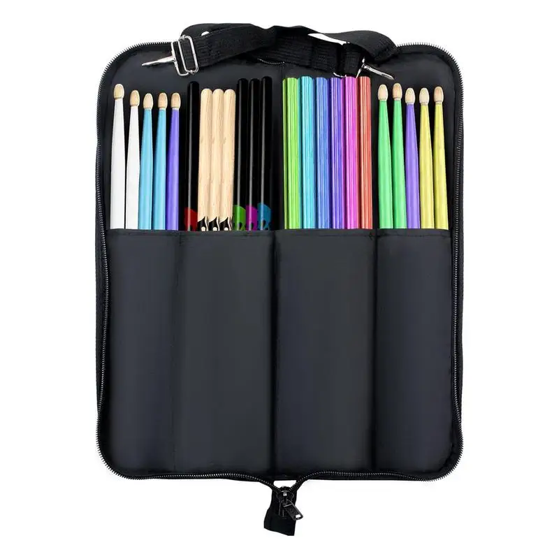 

Drumstick Strap Bag Waterproof Oxford Drumsticks Shoulder Bag 4 Spacious Pockets Design Percussion Instrument Container For