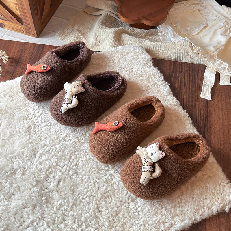 Children Slippers Outdoors Soft Bottom Kids Casual Shoes Non-slip 2026 Winter New Girls Flat Shoes Fashion Versatile