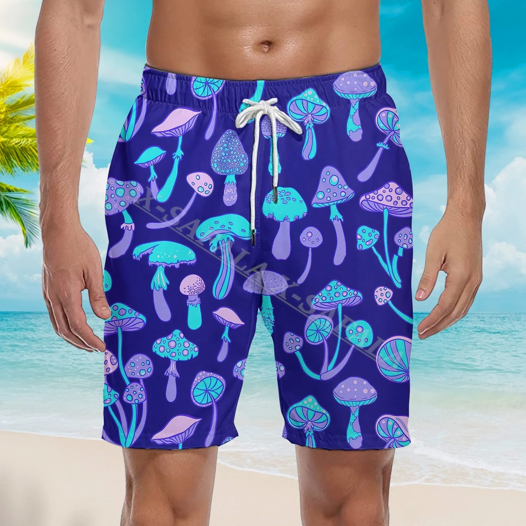 Mushroom Trippy Hippie Nature Customized Swimming Shorts Summer Beach Holiday Shorts Men's Swimming Pants Half Pants-1