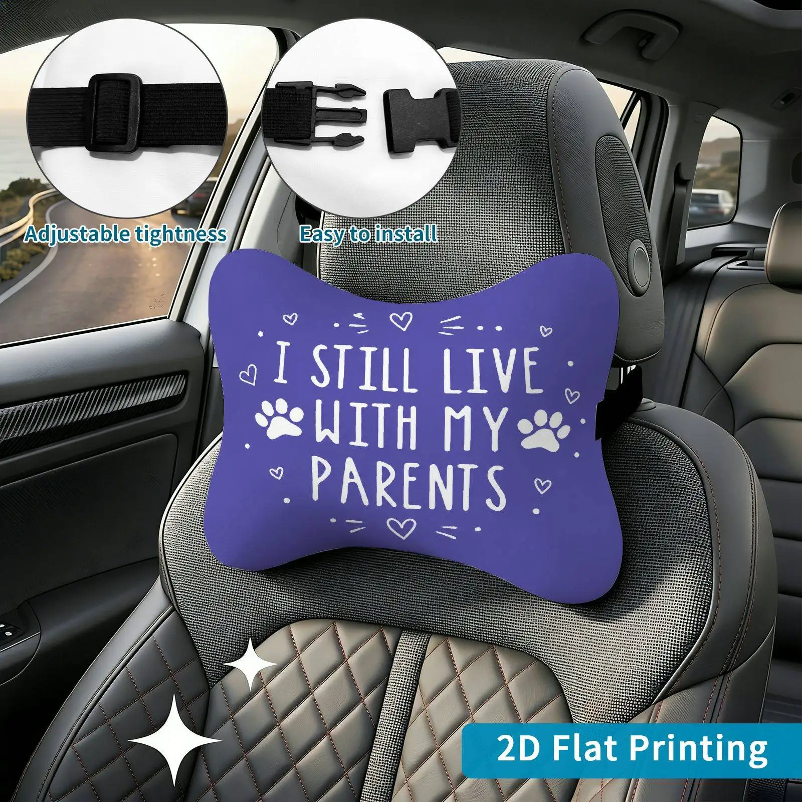 2pcs Funny Meme Quote Car Seat Headrest, Neck Support Cushion, Suitable For All Seasons Of Car Additions, Humor Theme, Travel Ne
