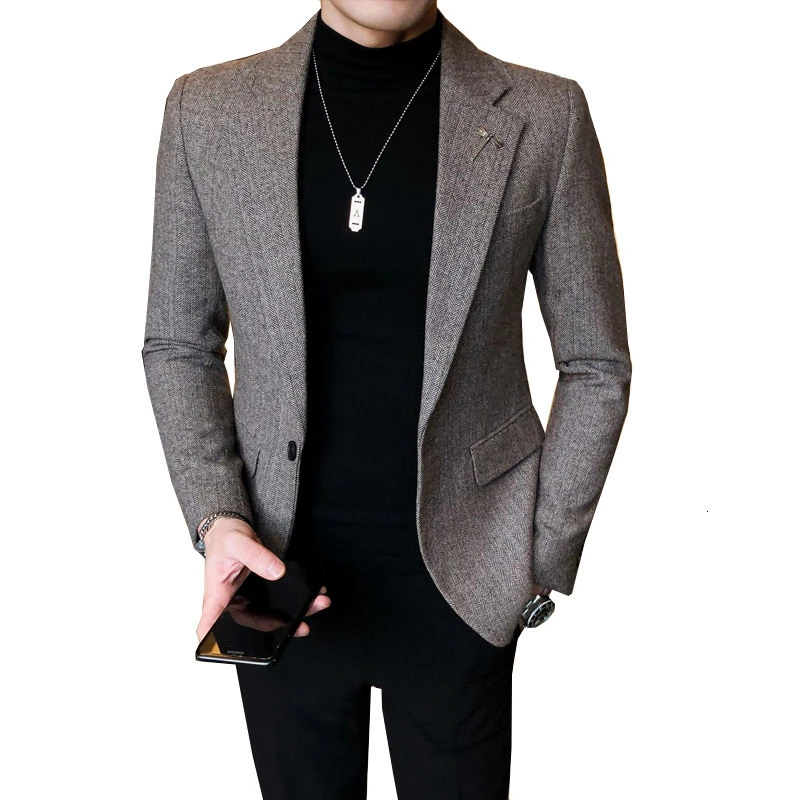 Traje De espiga Para Hombre, traje De diseñador Para boda, esmoquin Para novio, chaqueta Blazer Para Fiesta