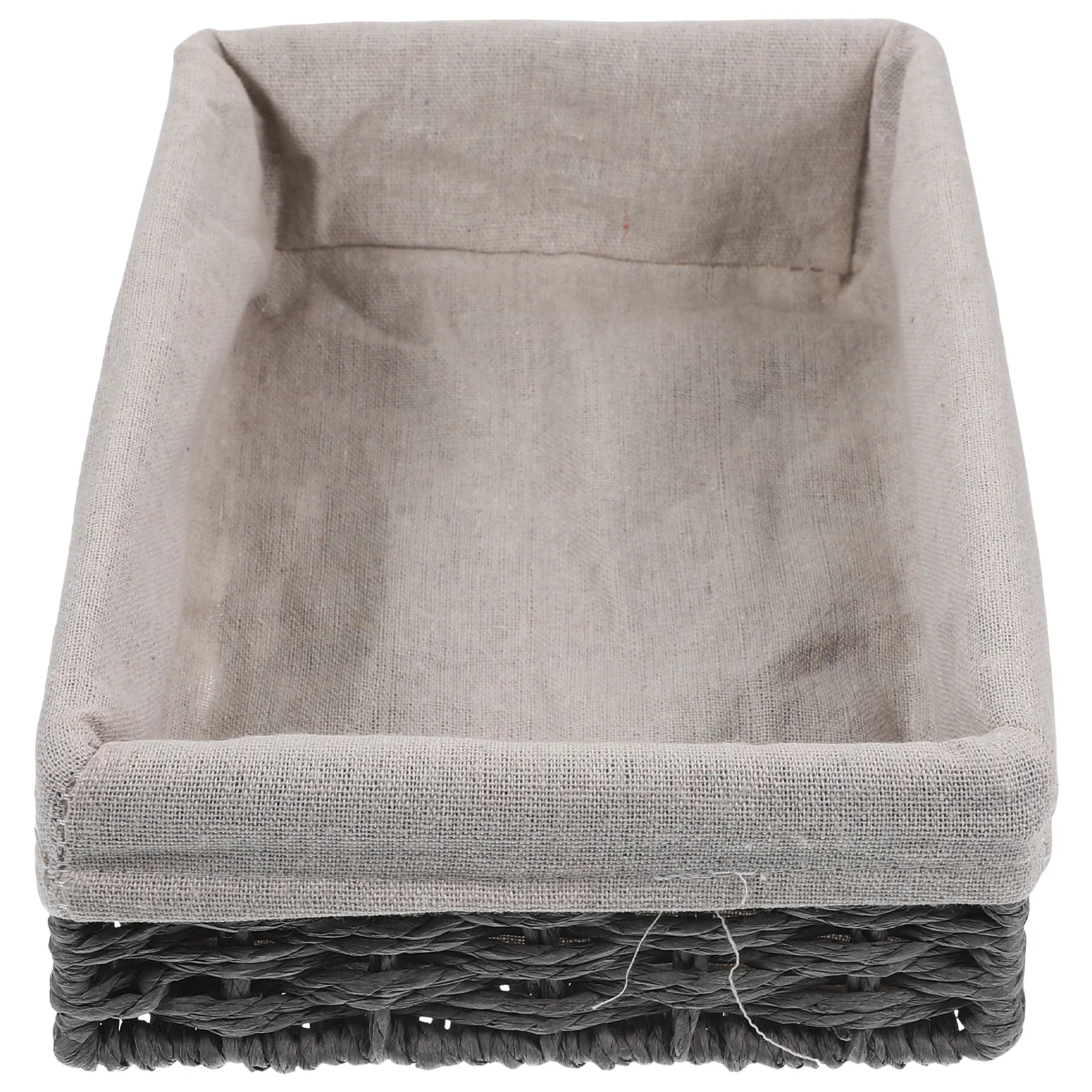 

Desktop Woven Basket Lined Multipurpose Storage Container for Sundries Clothes Office Kitchen Home Organizer Box