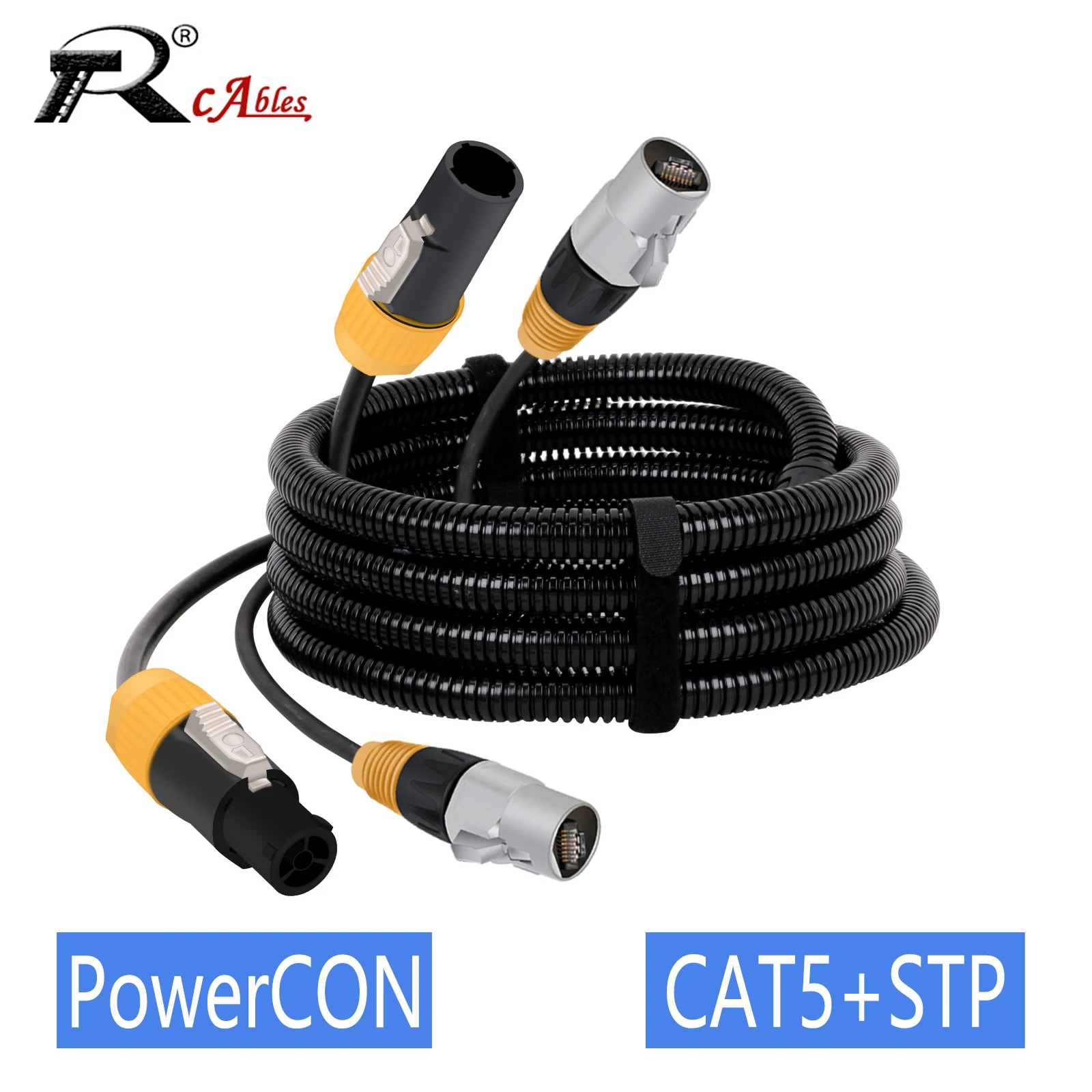 

1PC CAT5E STP EtherCON Cable+Power Cable, Waterproof PowerCon True1 Plug And RJ45 EtherCON Connector Cable with Corrugated Pipe