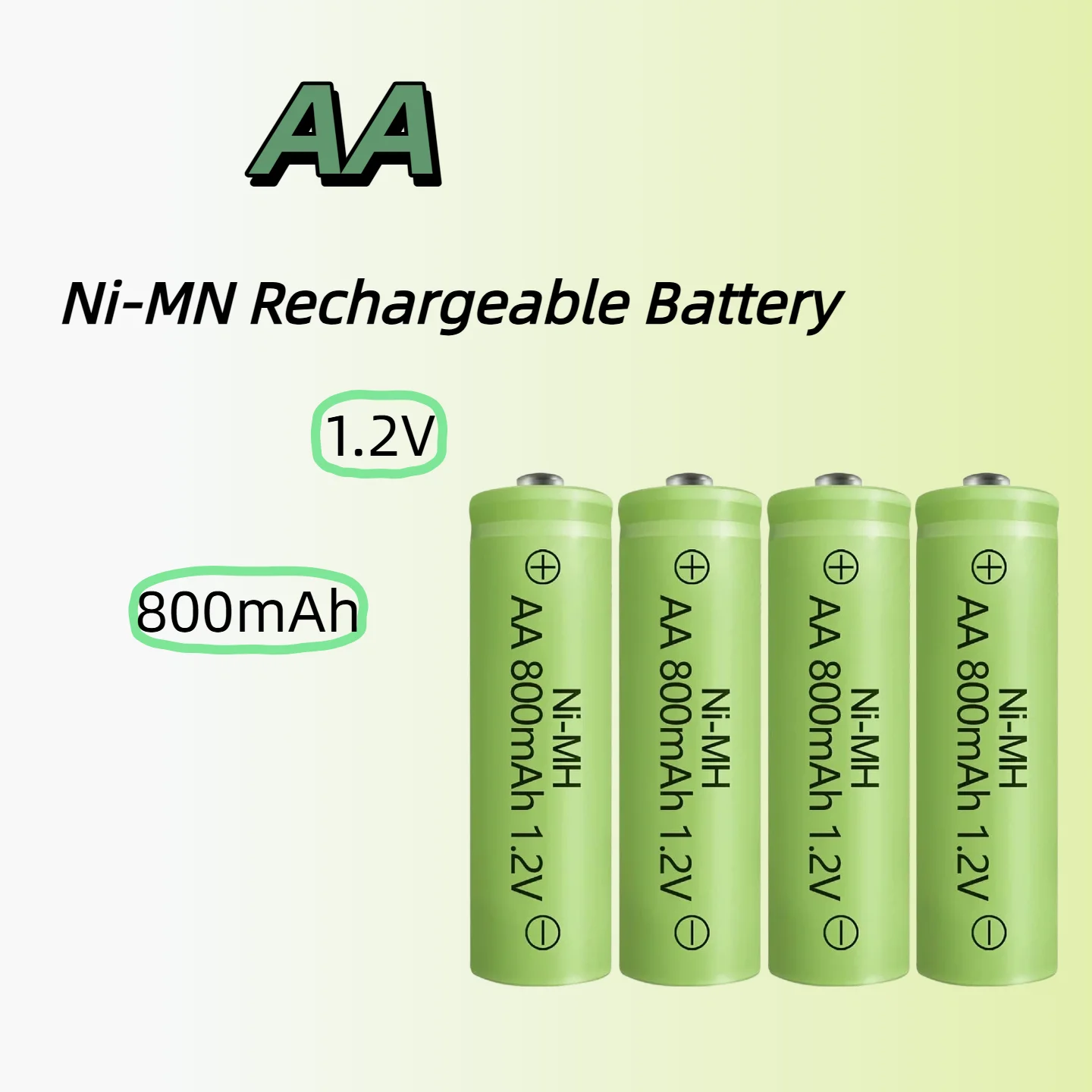 AA Ni-MH Rechargeable Batteries 1.2V 800mAh Pre-Charged for Garden Outdoor Solar Lights Pathway Lamp