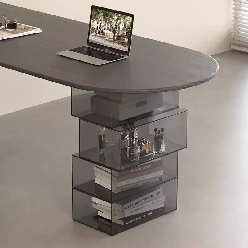 Acrylic transparent suspended table foot multi-functional storage box, dining table island platform combination support legs