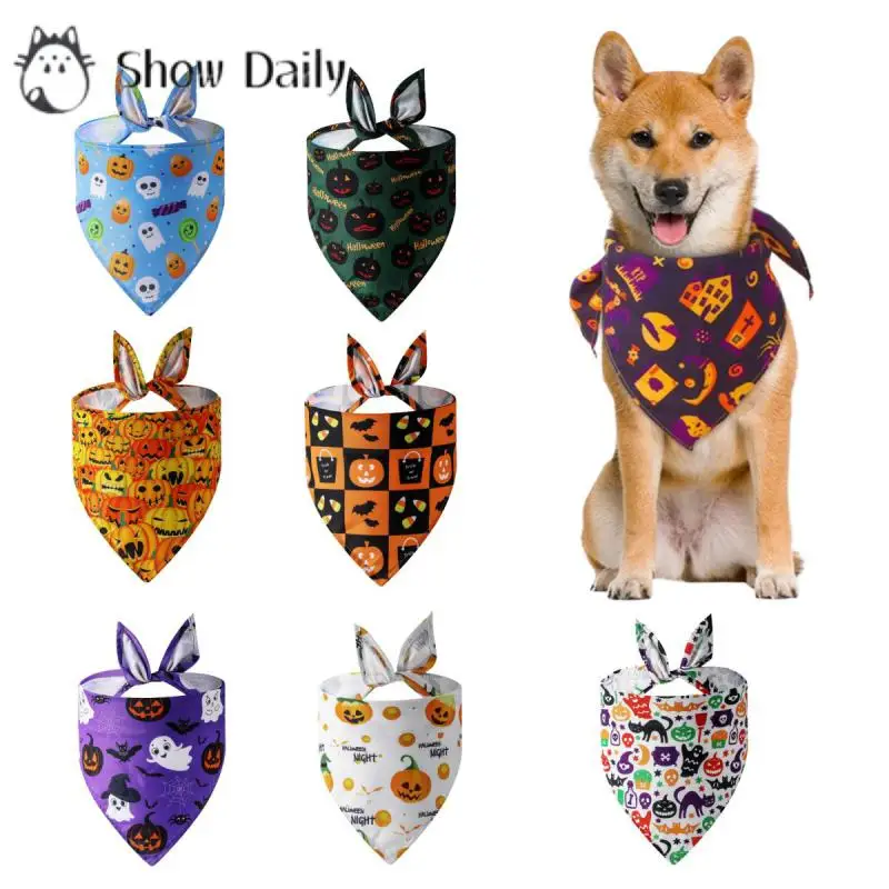 Halloween Pet Dog Triangle Scarf Festival Dog Bandana Saliva Towel Pet Cat Dog Bandanas Decor Small Dogs Cat Bibs Dog Accessorie