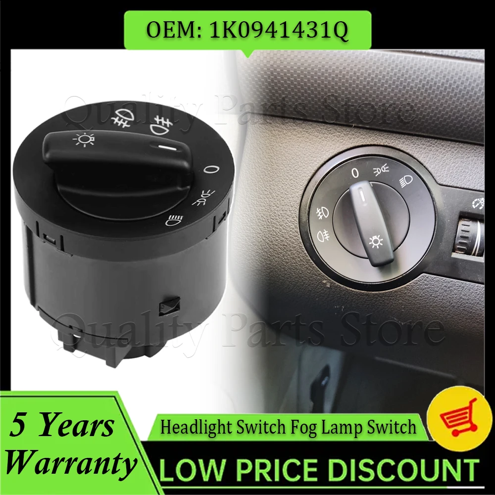 

New 1PC Headling Light Fog Lamp Switch 1K0941431Q For VW·Caddy III Kasten Kombi EOS Golf Plus V Jetta III·1K2 Passat·3C2 Touran