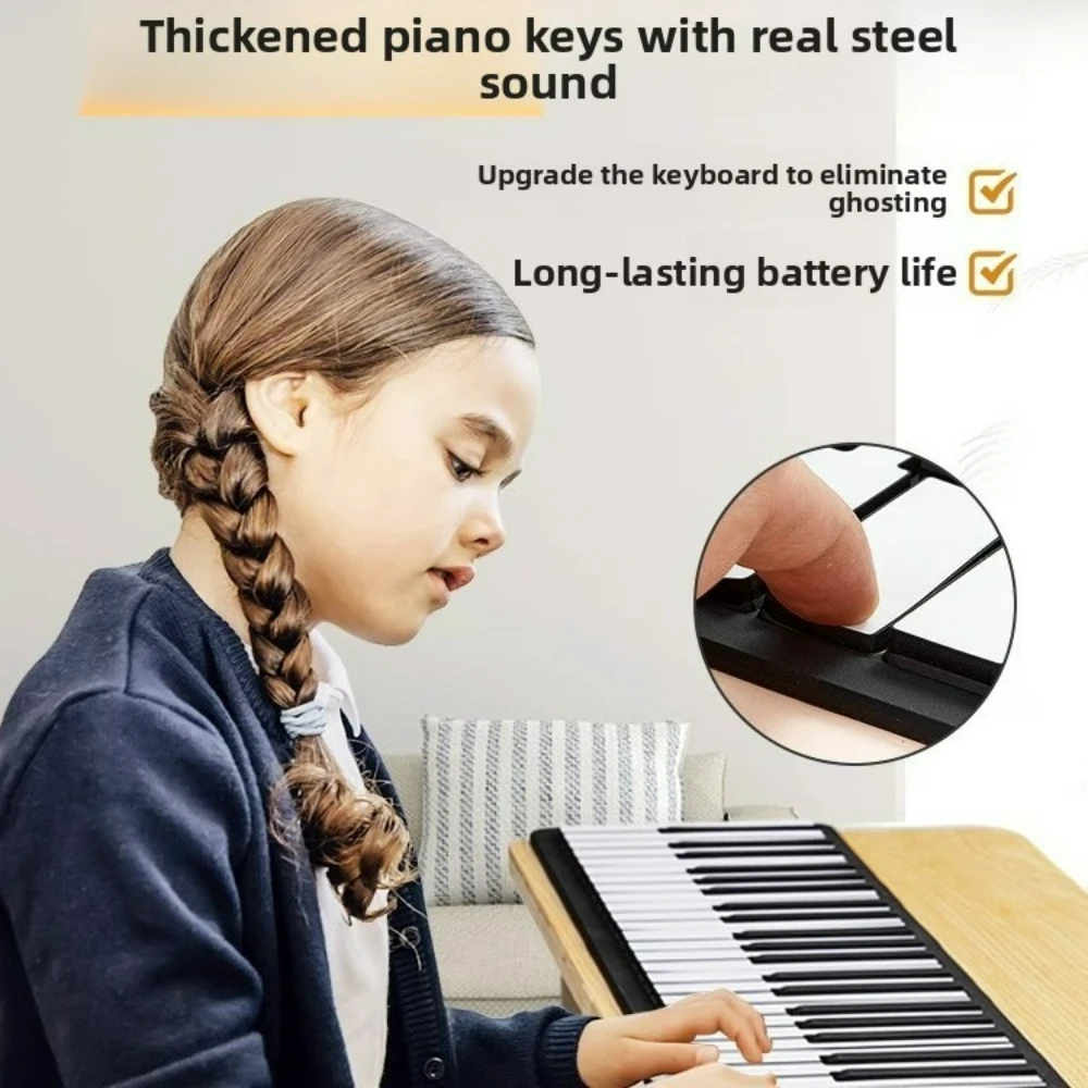 

Professional 88 Keys Roll Up Keyboard Piano Portable Electric Foldable Piano with Sustain Pedal 14 Songs 128 Tones 128 Rhythms
