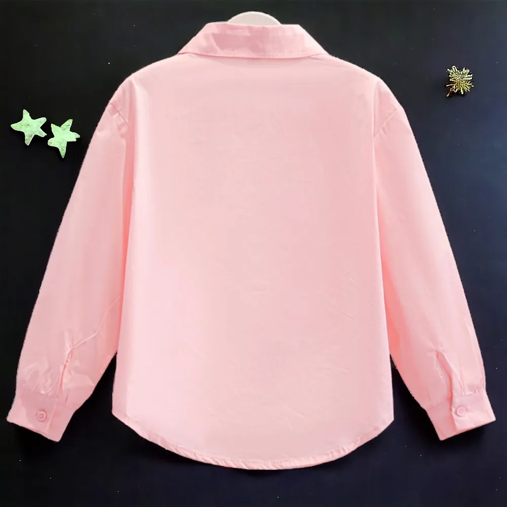 Teens Girls School Outfits Kids Pink Shirts for Girls Blouses & Knitted Vest 2pcs Cotton Children Costumes 5 7 9 11 12 13 Years