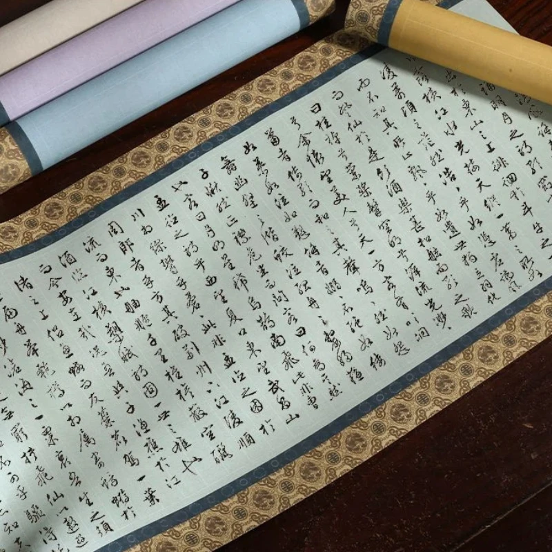 10 Meter Long Scroll Rice Paper Half Raw Half Cooked Xuan Paper Wax Print for Calligraphy Handwriting Practice Art Supply