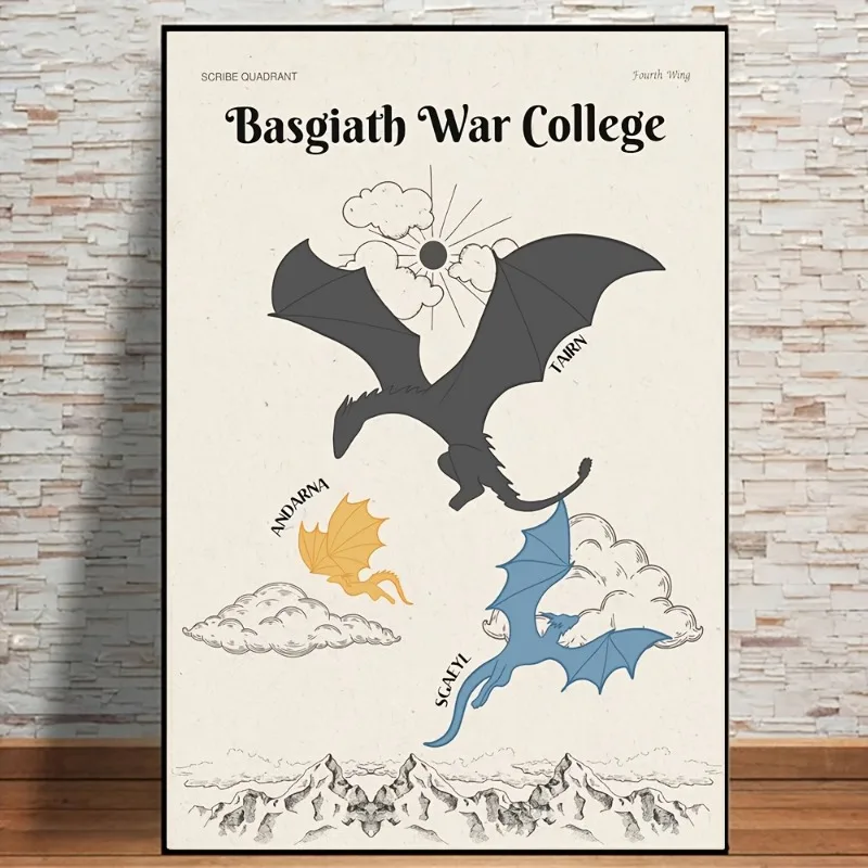 Fantasy Novels Fourth Wing Dragon Poster Wall Art Prints Canvas Painting Wall Decor Bedroom Living Room Home Decor