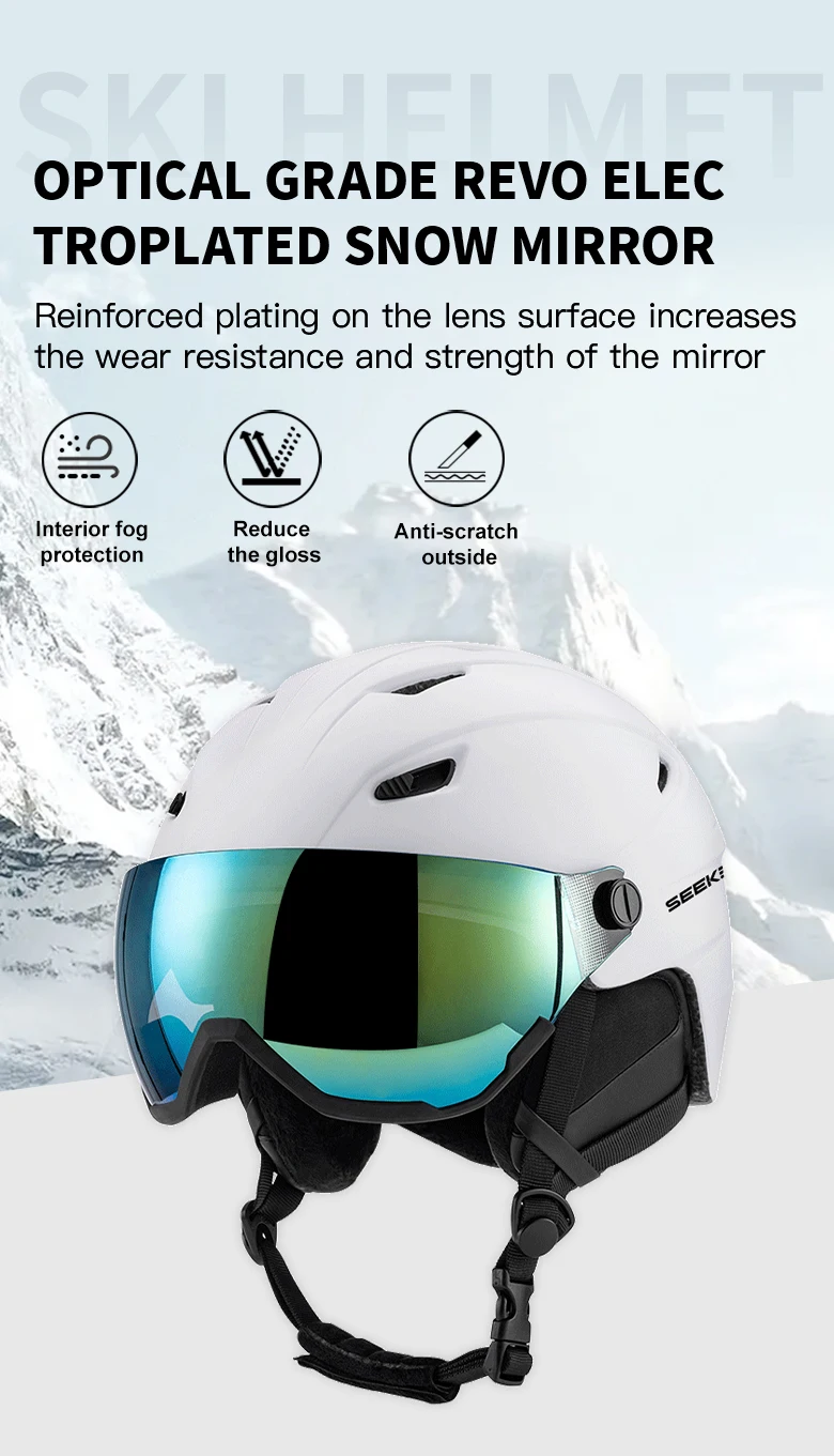 SEEKER Skihelm und Schneebrille All-in-One für Erwachsene, Unisex, Winter, Ski, Skating, Skateboard, Single- und Double-Board, Sicherheitshelm – Detail 7