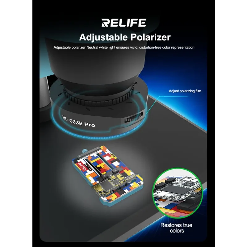 RELIFE RL-033E Pro Dual polarized light source precision 32 LED adjustable light source for Mobile Phone motherboard Repair tool