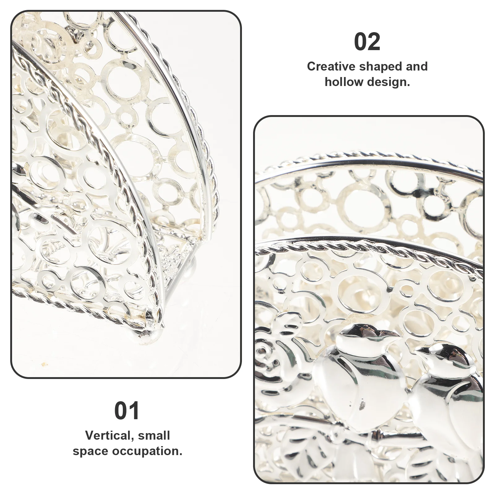 

Sturdy Iron Napkin Holder Decorative Hollow Design Kitchen Table Tissue Dispenser Napkin Basket for Home Office Restaurant Party