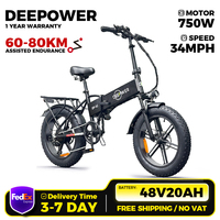 DEEPOWER A2 Electric Bicycle for Adults,48V 20Ah,750W Motor,20‘’4.0 Fat Tires,Road Commuter Ebike, for Man Woman Electric Bike