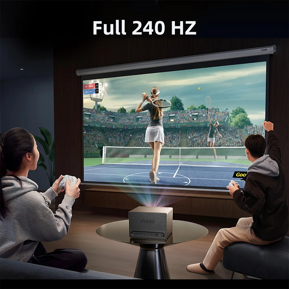 Pro Projector, Home 3D Theater Smart Projector with Low Latency Auto Focus Keystone 3D Beamer