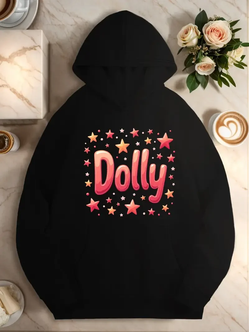

Woman Sweatshirts Dolly With Stars Design Women's Plus Size Casual Hoodies K Pop Demon Hunters Winter Button Divers Women