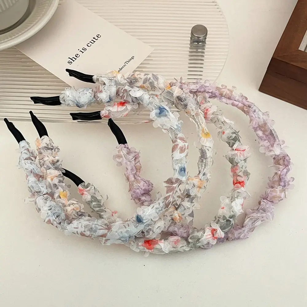 

Face Wash Fashion Design Party Lace Korean Style Headband Floral Pearls Hairband Fold Cloth Hair Hoop Women Hair Accessories