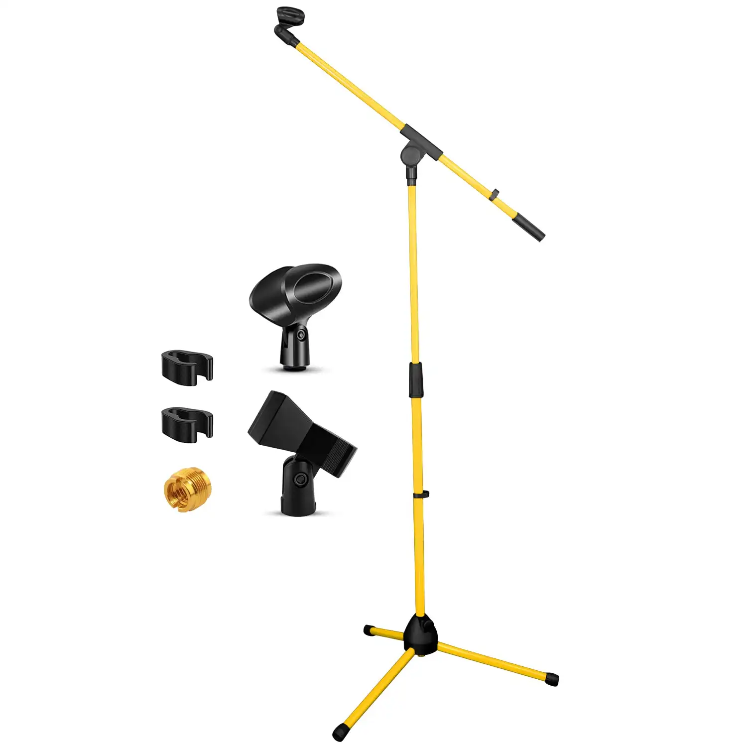 

5 Core Tripod Mic Stand Adjustable Holder Floor Microphone Boom Arm MS 080 YLW