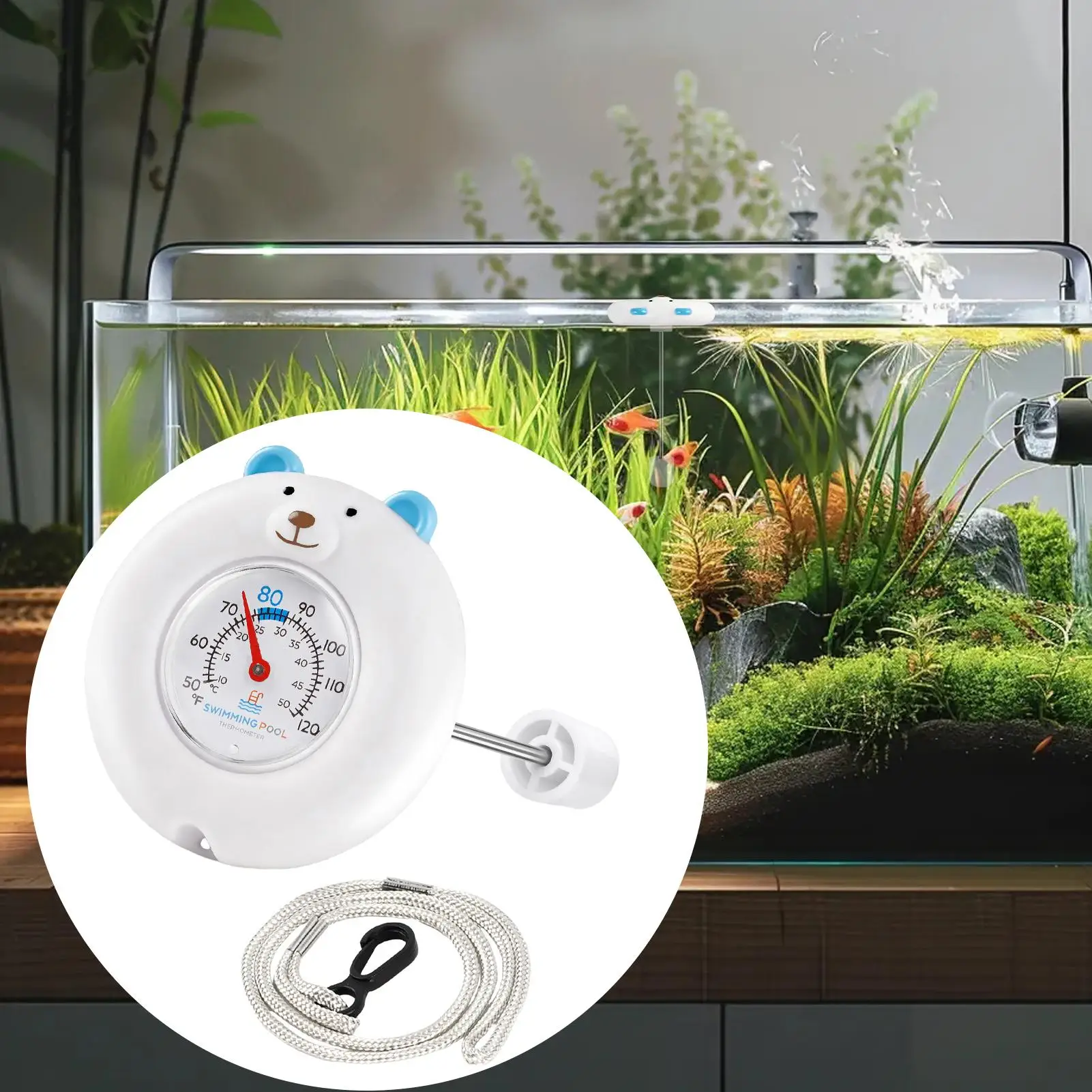 Pool Temperature Gauge Floating Large Cute Bear Temperature Gauge With String Kids Pool Accessories For Lake Beach Backyard