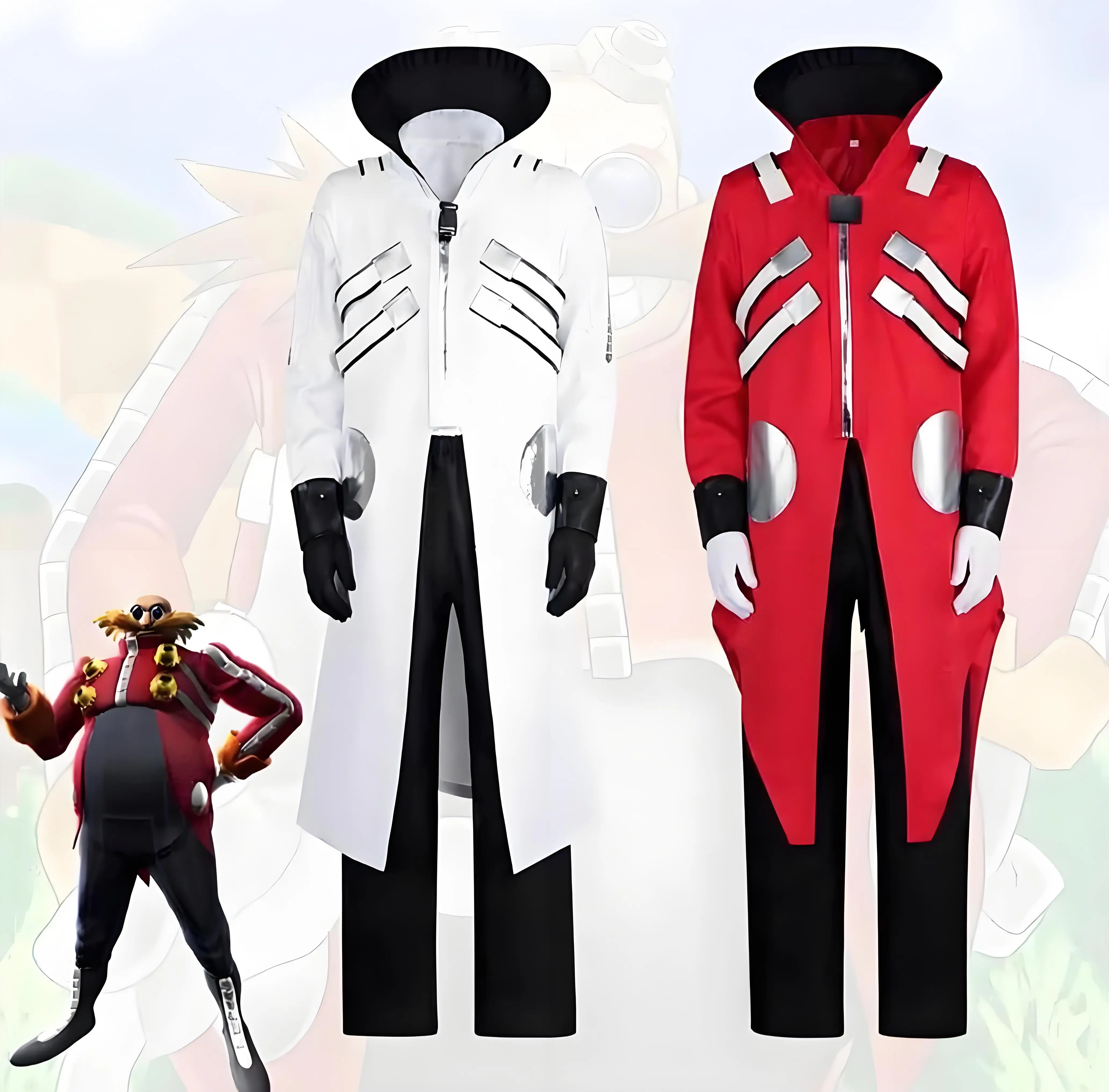 Disfraz de Dr. Eggman de la Película Sonic The Hedgehog 3, Conjunto Completo para Adultos, Hombres, Dr. Ivo Robotnik, Abrigo Largo, Pantalones, Gafas, Traje para Hall