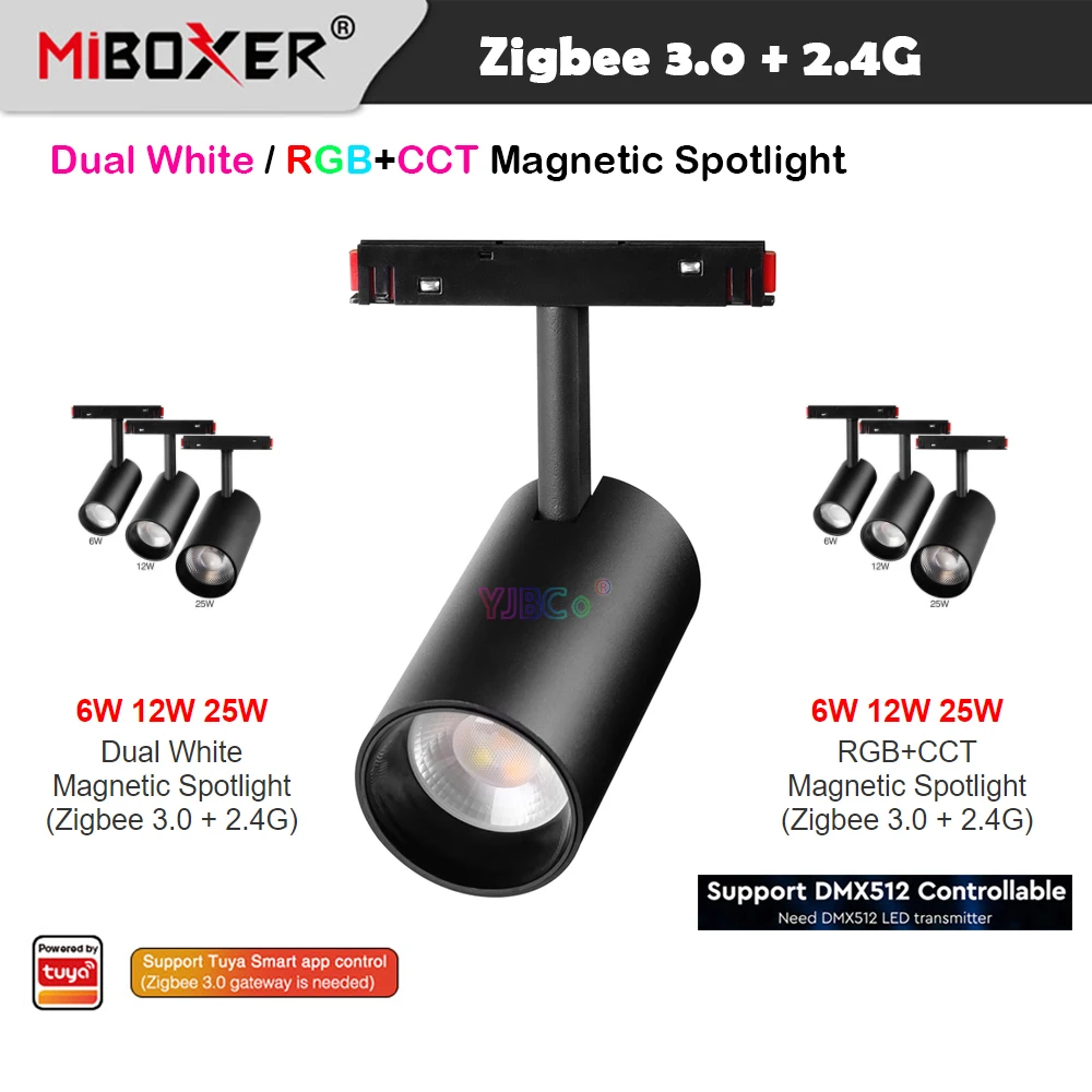 

Miboxer Zigbee 3.0 2.4G Remote Control 6W 12W 25W LED Magnetic Spotlight smart RGBCCT/Dual White CCT Ceiling Light 48V Tracklamp