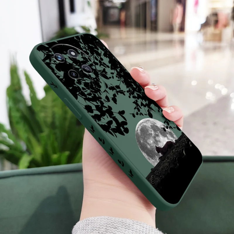 

Moonlit Cat Shadow Phone Case For OPPO Realme 14 13 12 11 10 9 9i 8 8i 7 Pro Plus C35 C21Y C25Y C25 4G 5G Liquid Silicone Cover