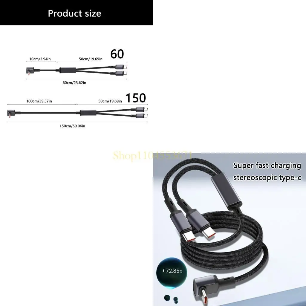 Best Seller One-to-Two USB Type C Splitter Cable, 100 W Charging and 480 Mbps Data on the Designated Output for Two Devices