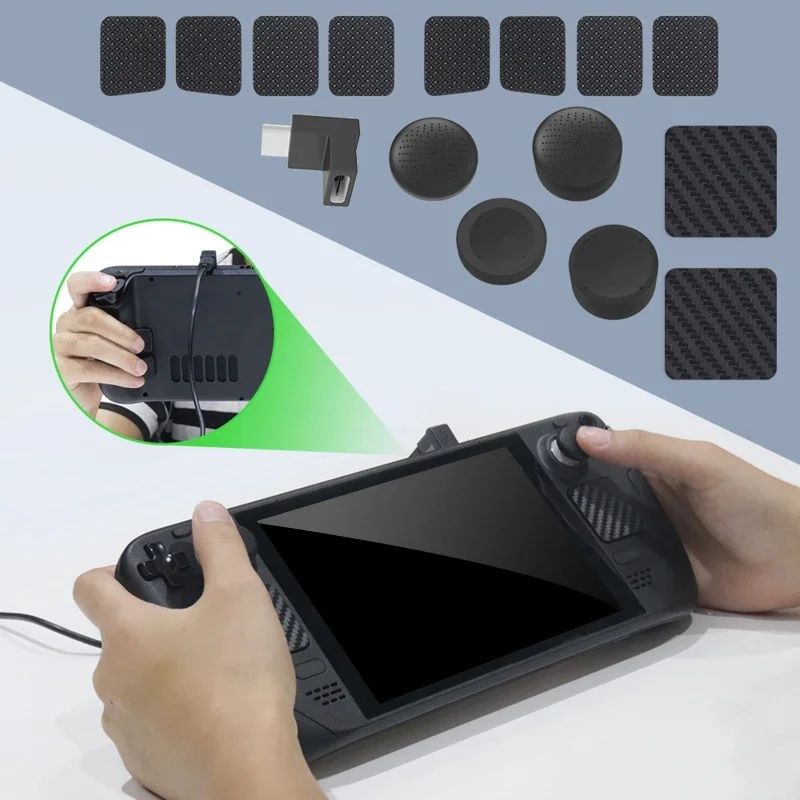 For Steam Deck Set Touchpad Trackpad Sticker+ Back Button Sticker + Silicone Cap+L-shaped Connector