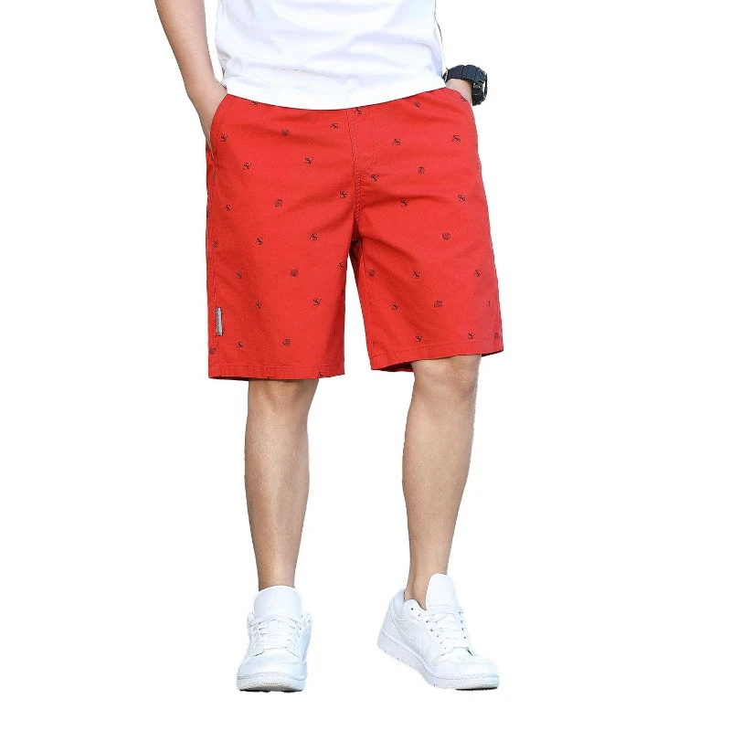

Men's Pure Cotton Printed Shorts Summer Casual Loose Fit Mid Length Pants New Chinese Style Beachwear