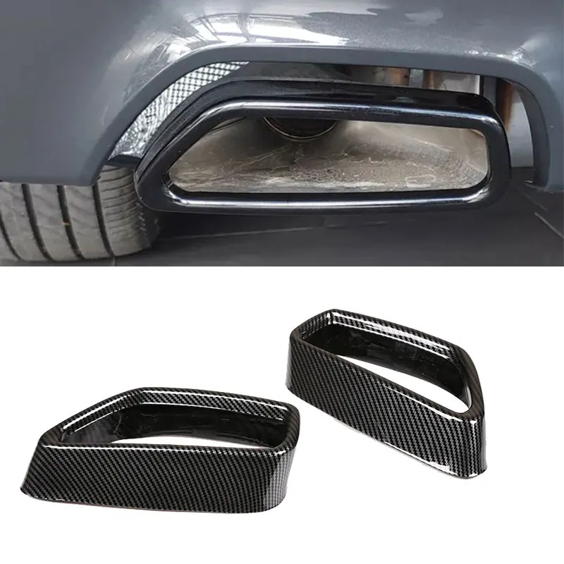 

For BMW 5 6 Series GT G30 G38 G32 Stainless Steel 2pcs Carbon Fiber Texture Car Tail Muffler Exhaust Pipe Output Cover Trim