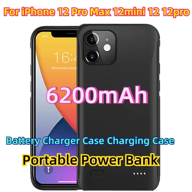 

For iPhone 12 Pro Max 12mini 12 12pro Portable Power Bank 6200mAh Battery Charger Case Charging Case