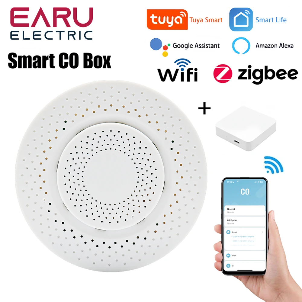 

Tuya WiFi ZigBee Air Box Quality CO Carbon Monoxide Detector Tester Automation Alarm Works with Smart Life App Alexa Google Home